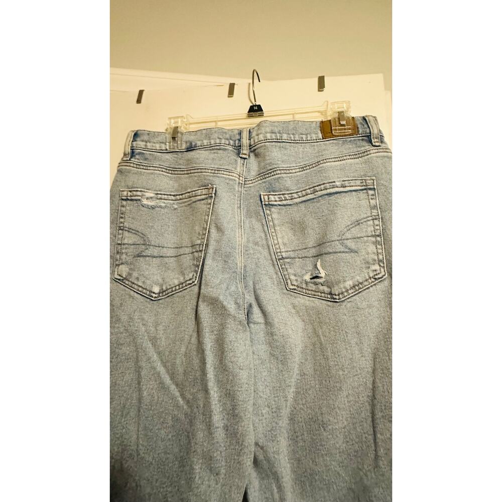 AMERICAN EAGLE Skylight Blue Strigid Ripped Knee  High-Waisted Stovepipe Jeans - Picture 11 of 16
